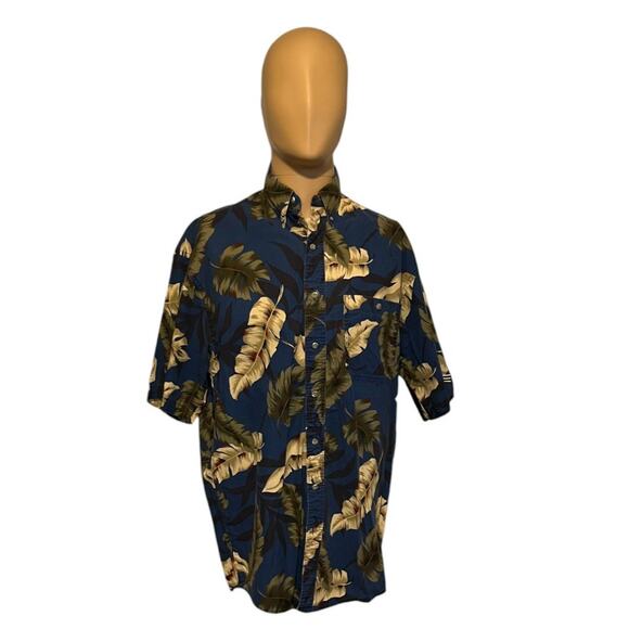 Wrangler Twenty X Hawaiian Shirt Tropical Print Button Down Men's Sz Medium Blue - Picture 2 of 9
